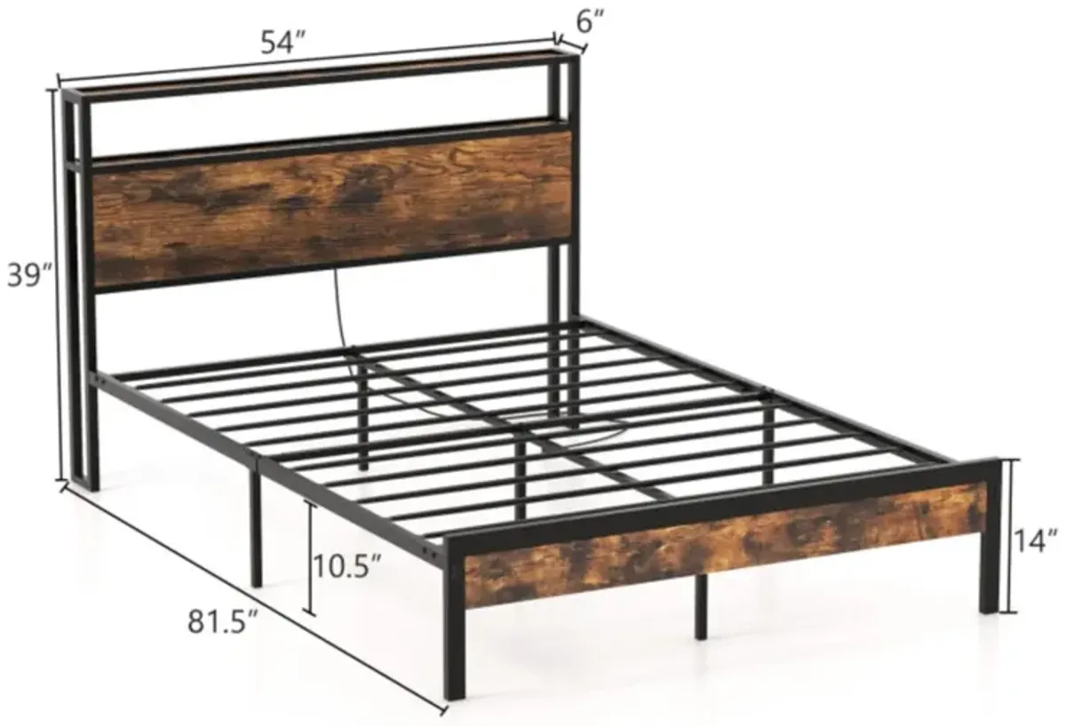 Hivvago Twin/Full/Queen Bed Frame with Storage Headboard and Charging Station