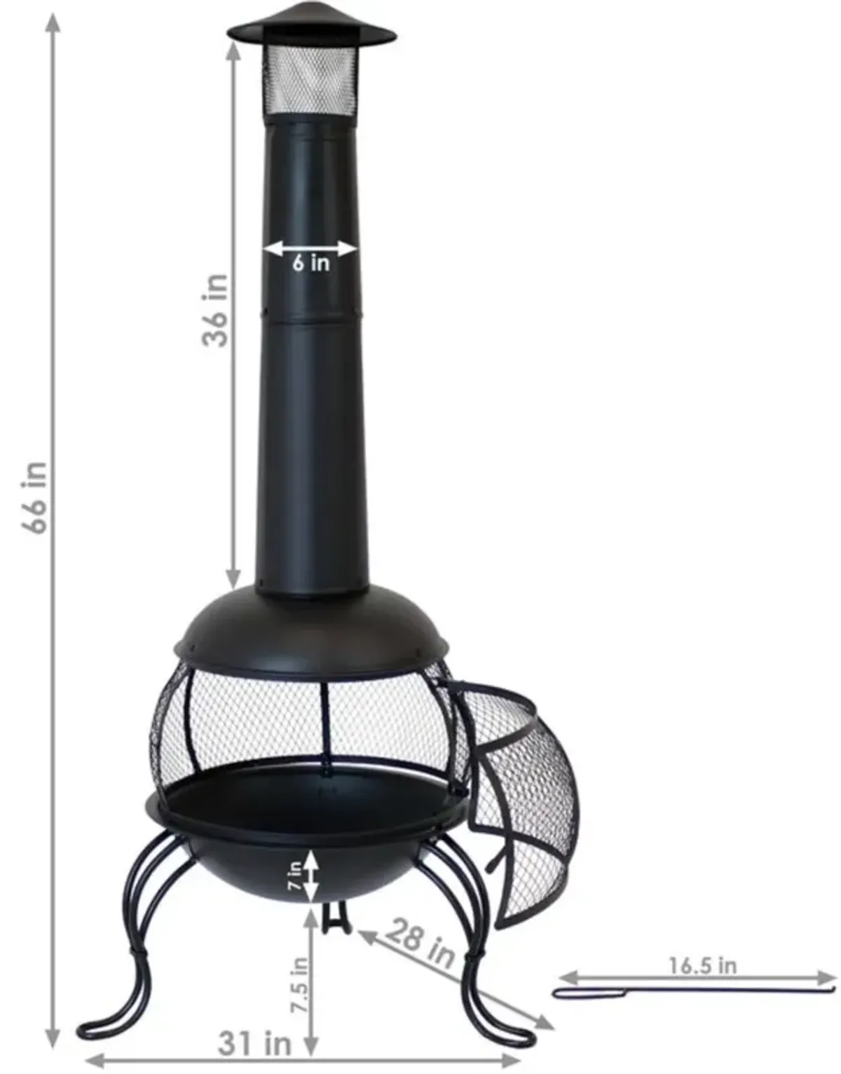 Hivvago Black Steel Chimenea Wood Burning Fire Pit