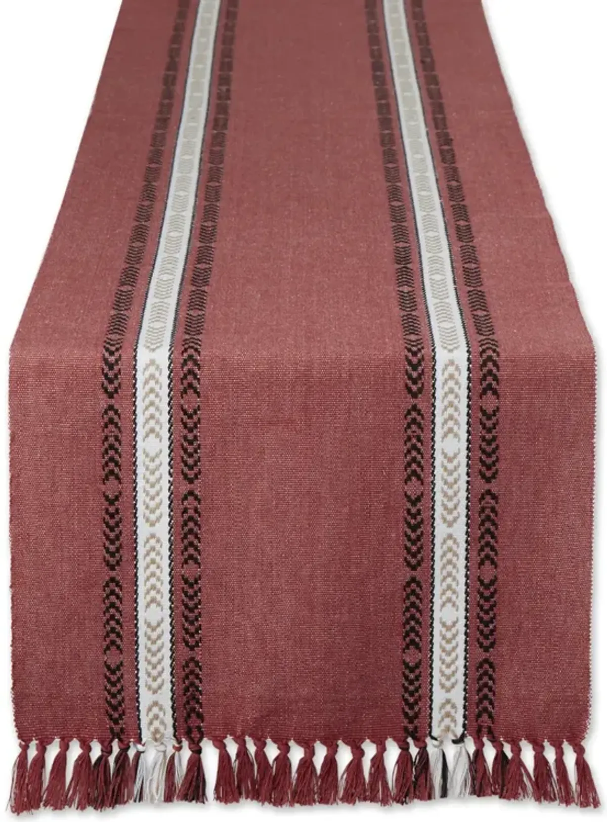 108" Orange Striped Fringe Ribbed Table Runner