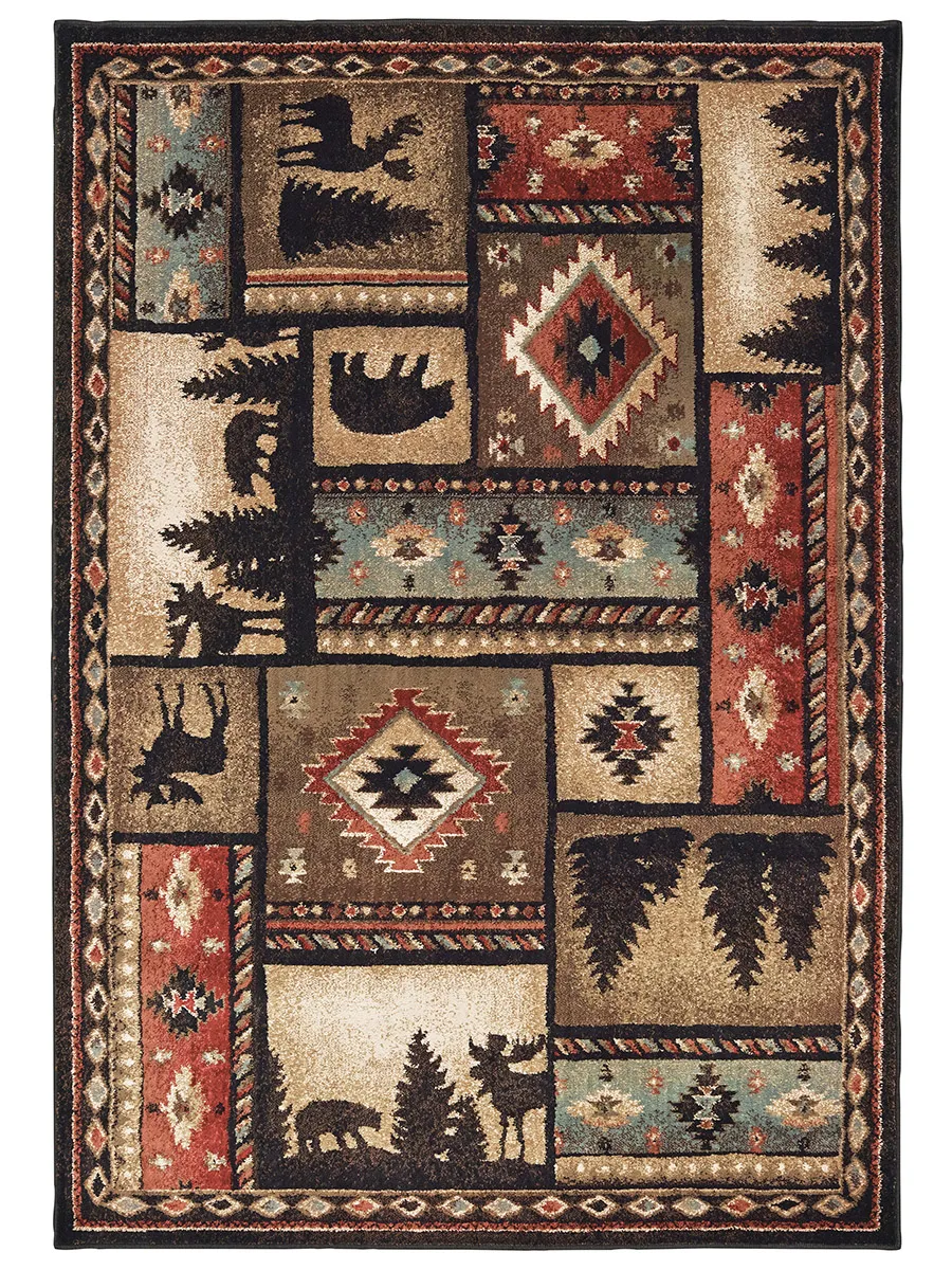 Woodlands 7'10" x 10' Black Rug