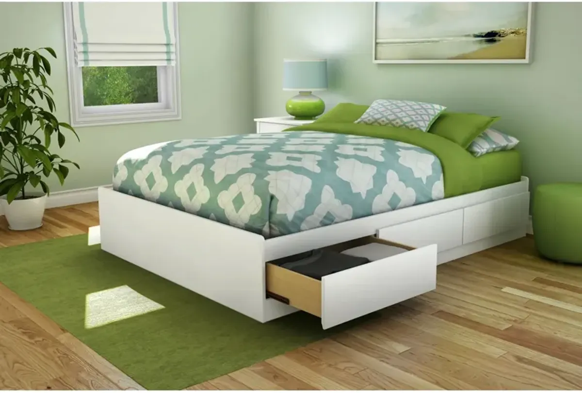 Hivvago Full size Contemporary Platform Bed with 3 Storage Drawers in White