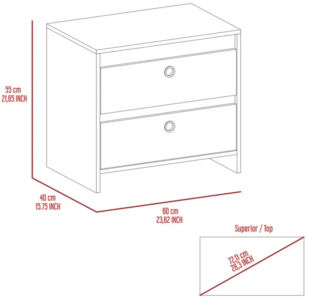 Otom Nightstand, Superior Top, One Open Shelf, One Drawer, Four Legs - Smokey Oak White