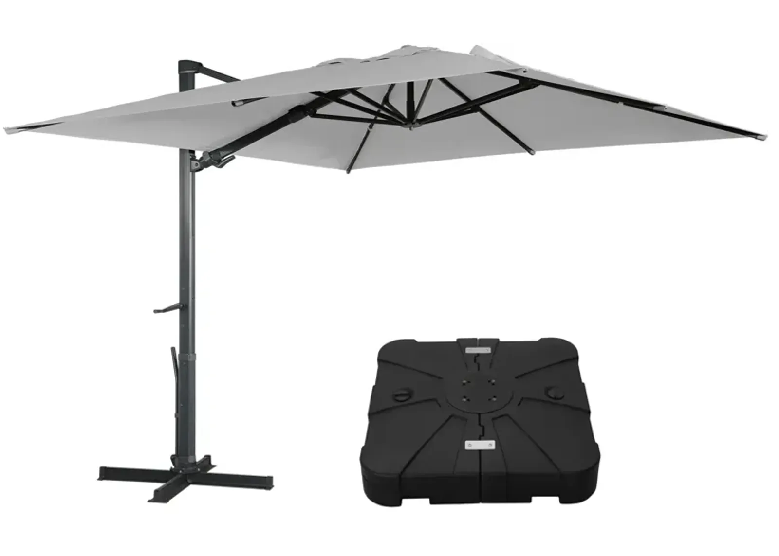 MONDAWE 10 ft. x 13 ft. Aluminum Cantilever Patio Umbrella  Garden Offset Umbrella with Base Weight Stand