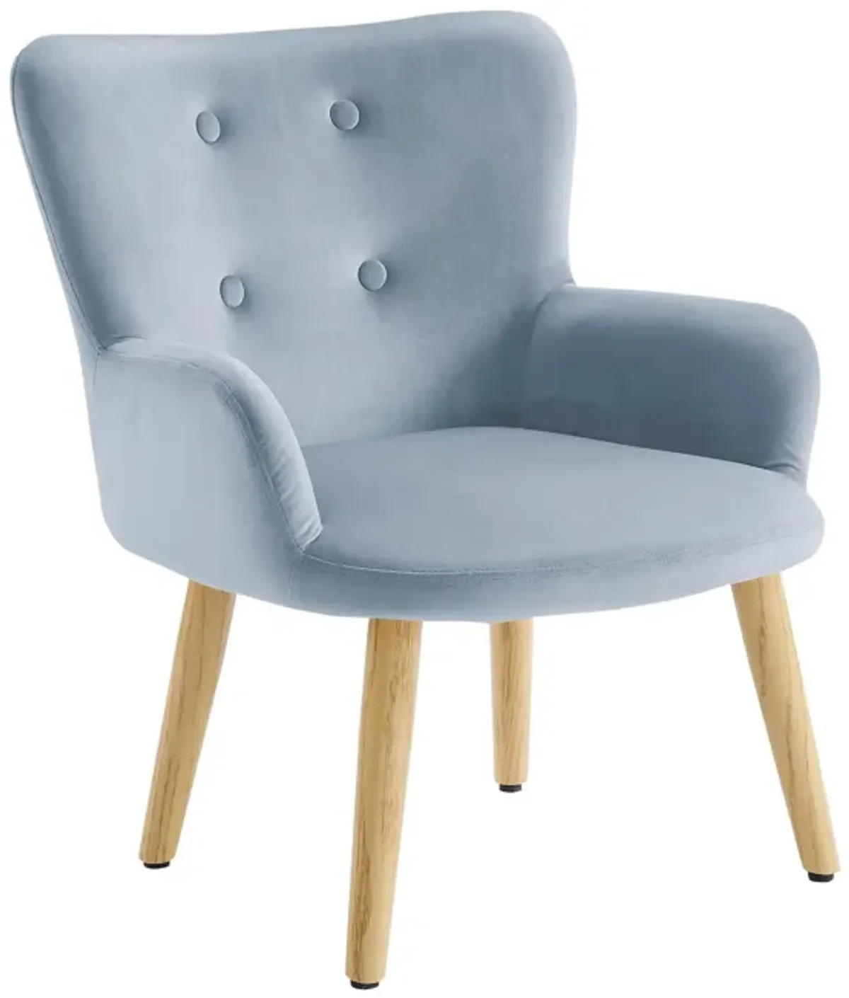 Astrid Kids Upholstered Accent Chair with Pine Legs, Ice Blue Velvet