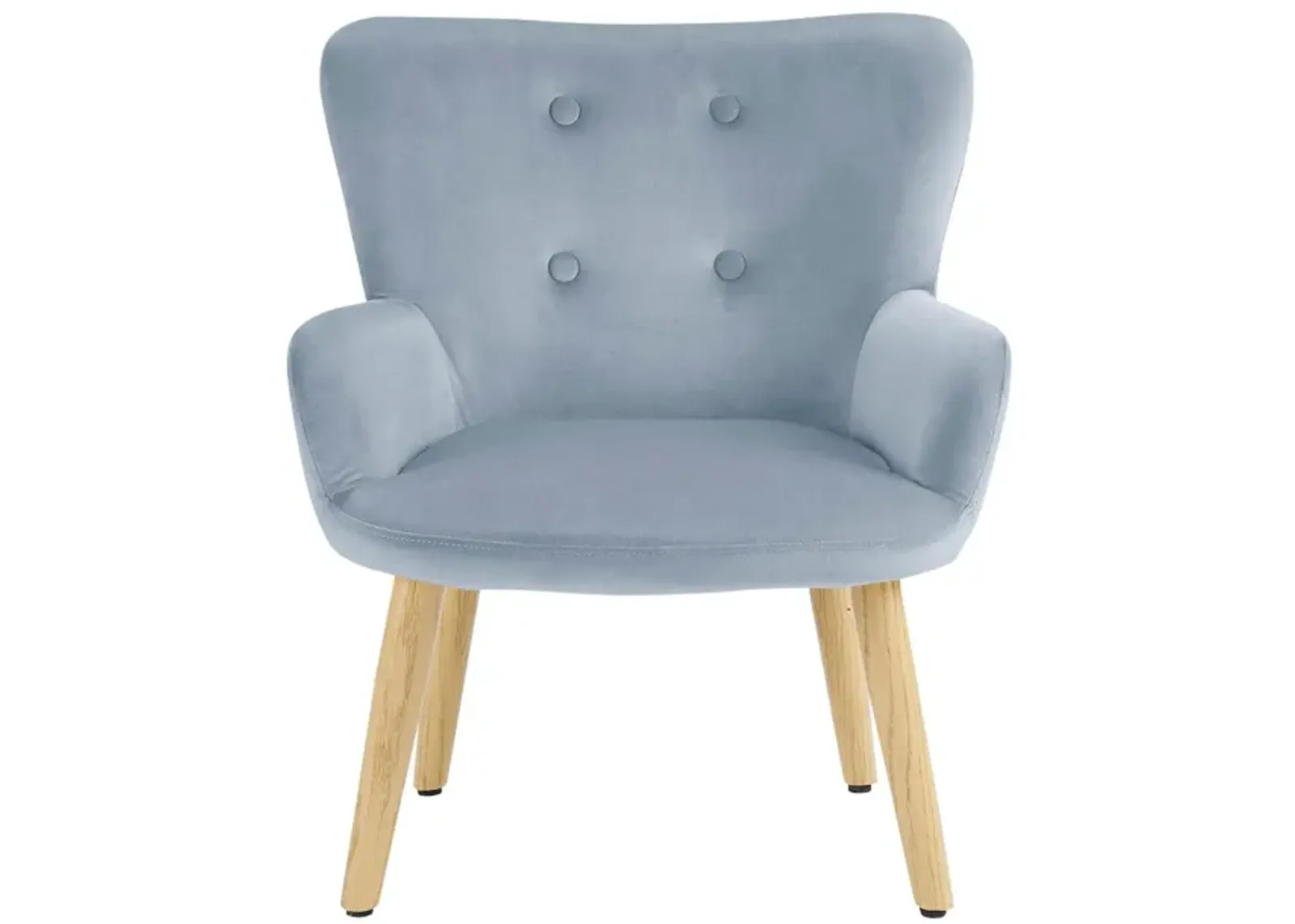 Astrid Kids Upholstered Accent Chair with Pine Legs, Ice Blue Velvet