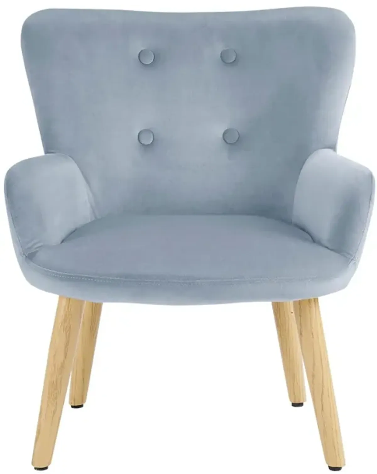 Astrid Kids Upholstered Accent Chair with Pine Legs, Ice Blue Velvet