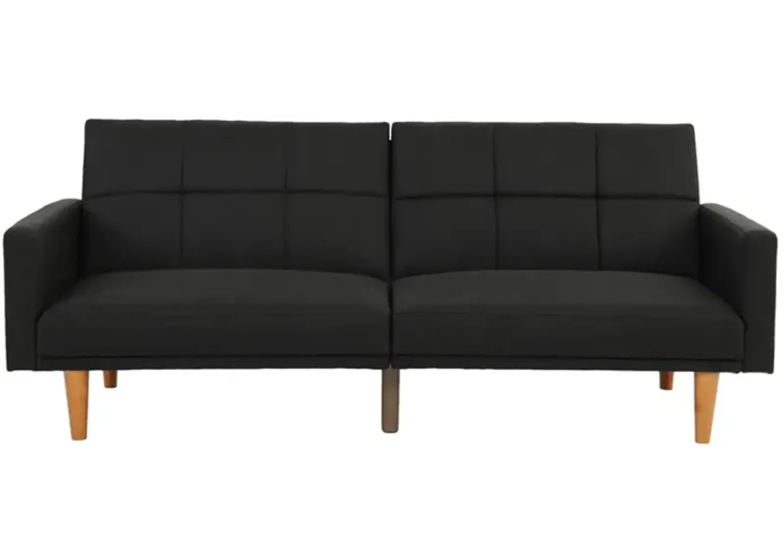 Transitional Black Sofa Bed with Wooden Legs