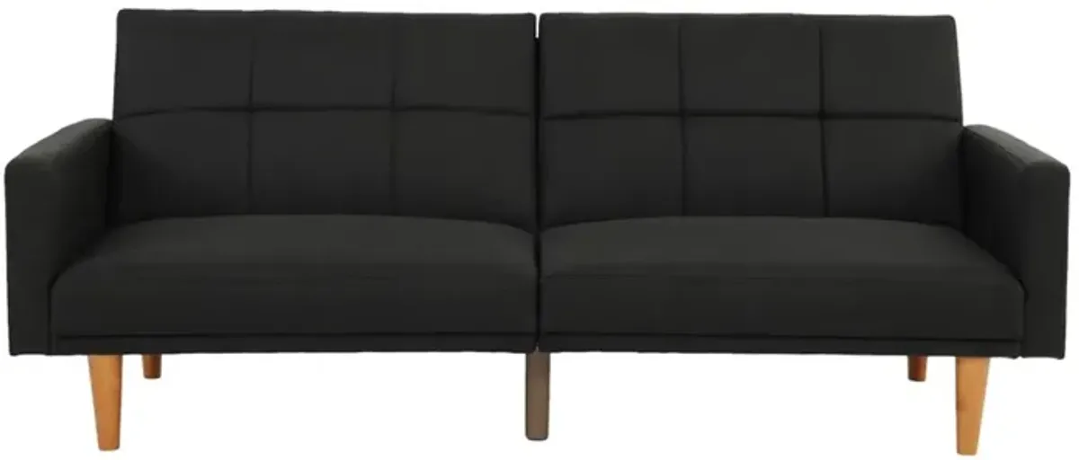 Transitional Black Sofa Bed with Wooden Legs