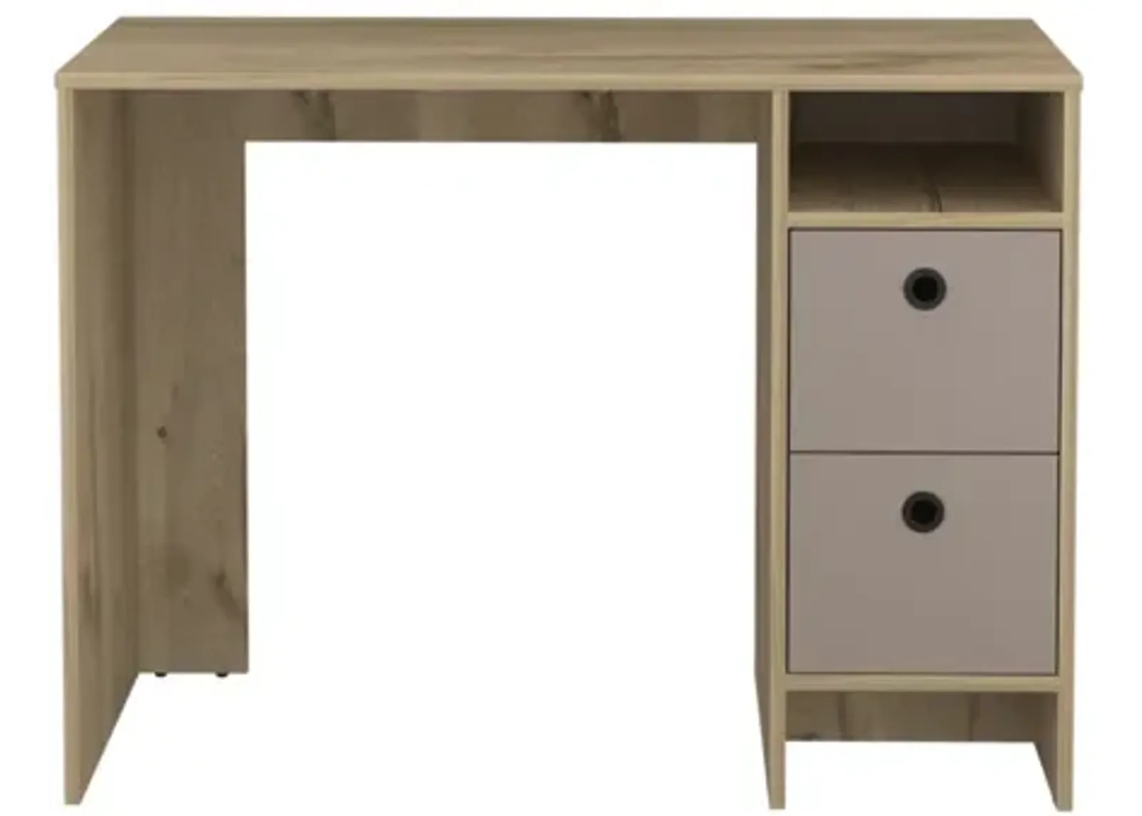 Eugene 2-Shelf 3-Drawer 2-Piece Office Set Light Oak And Taupe