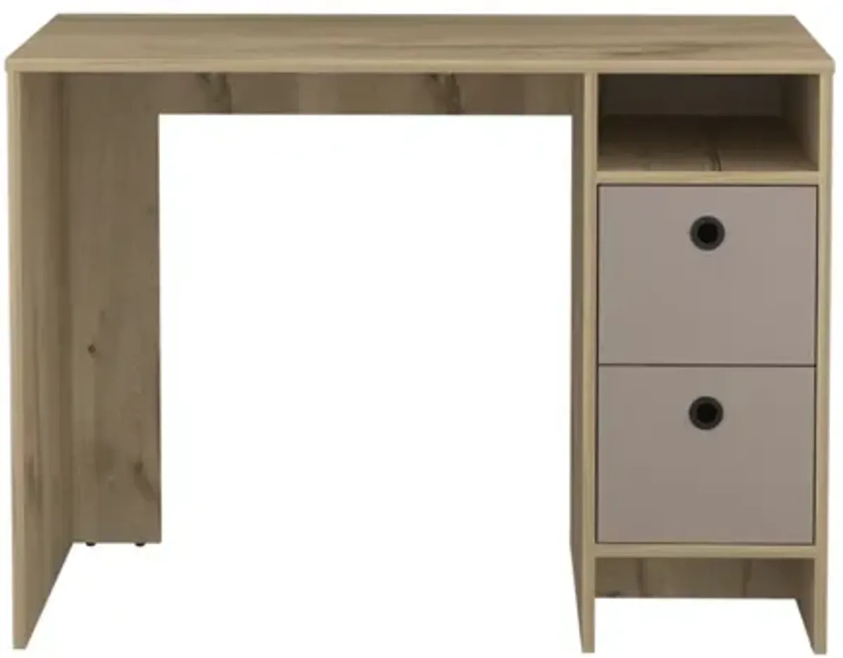 Eugene 2-Shelf 3-Drawer 2-Piece Office Set Light Oak And Taupe