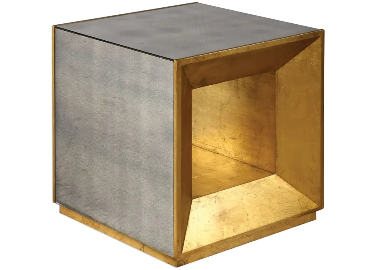 Uttermost Flair Gold Cube Table