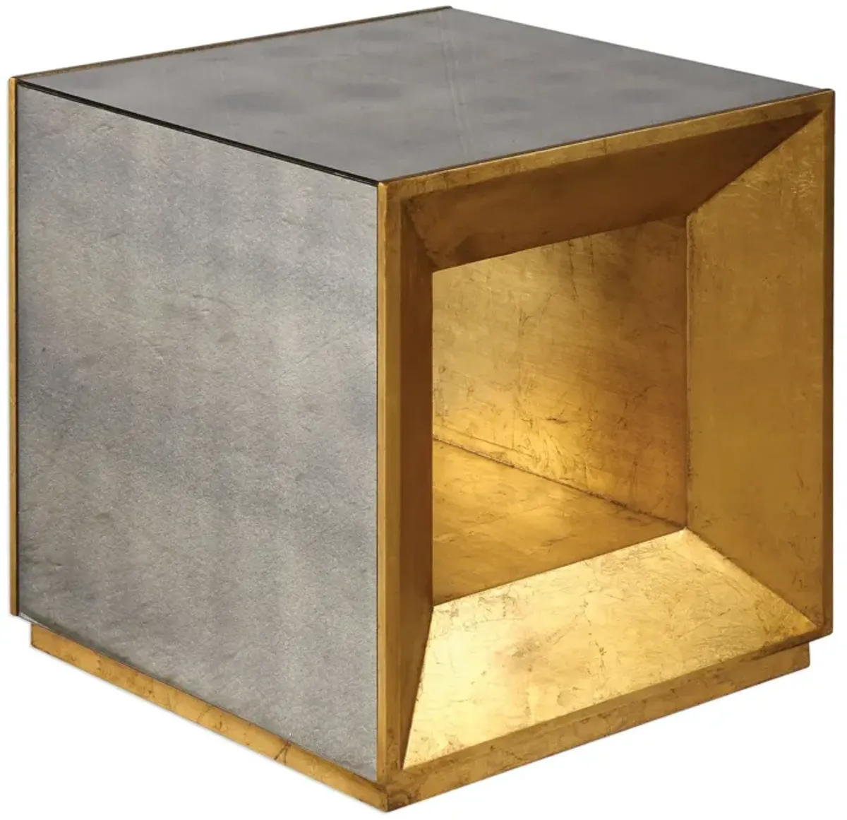 Uttermost Flair Gold Cube Table