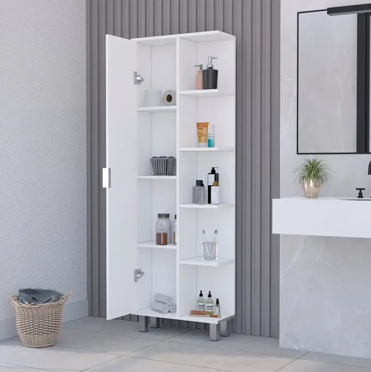 Linen Cabinet Sandy, Bathroom, White