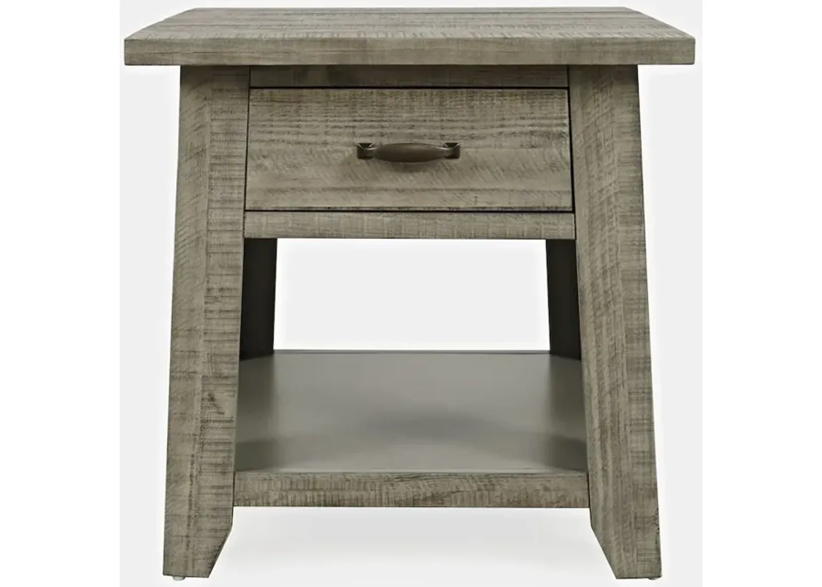 Jofran Telluride Rustic Farmhouse Solid Wood End Table with Storage