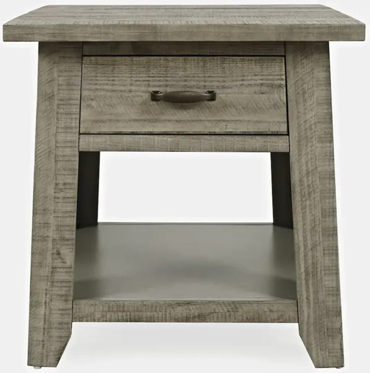 Jofran Telluride Rustic Farmhouse Solid Wood End Table with Storage