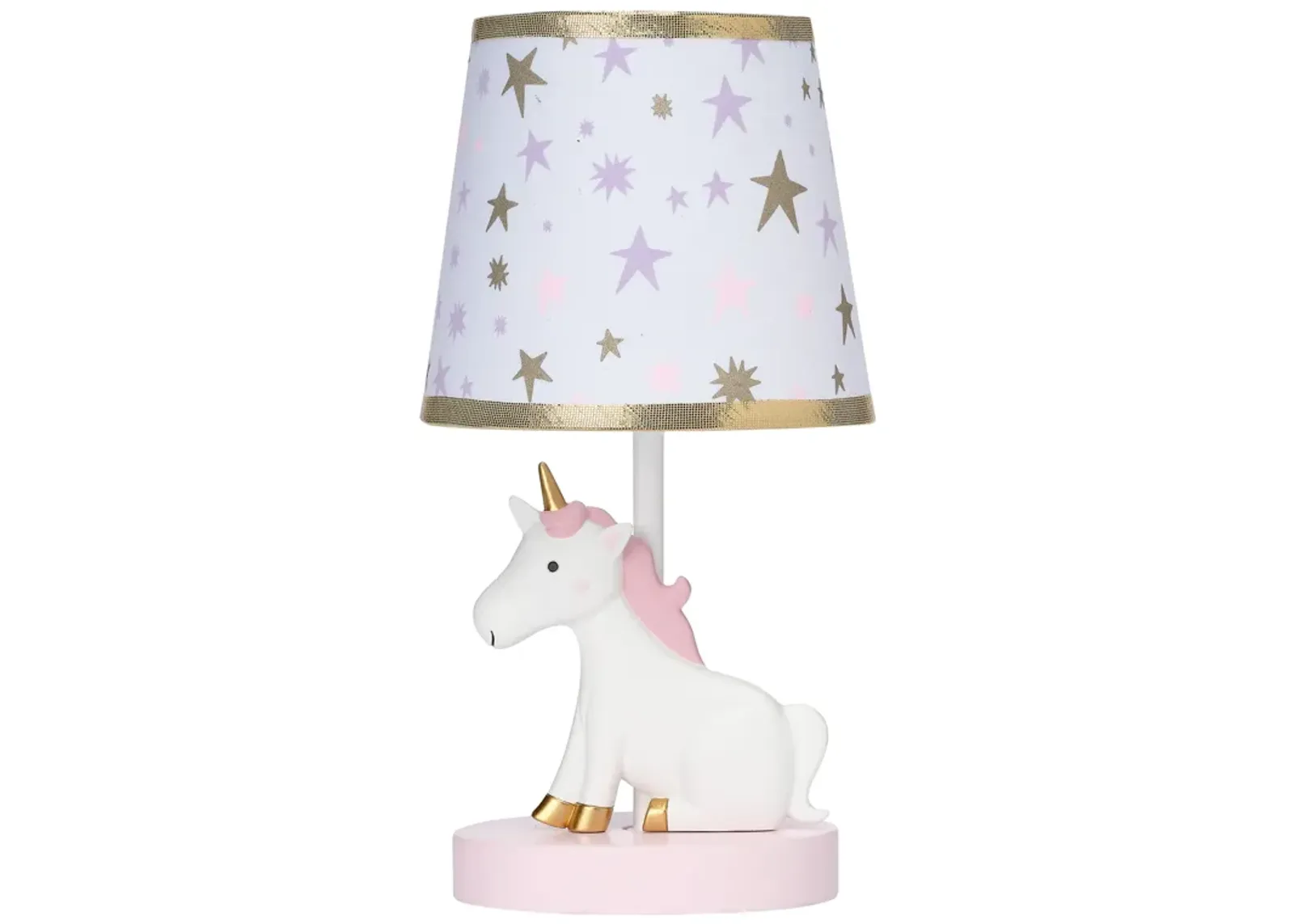 Bedtime Originals Rainbow Unicorn Pink/White Nursery Lamp with Shade & Bulb