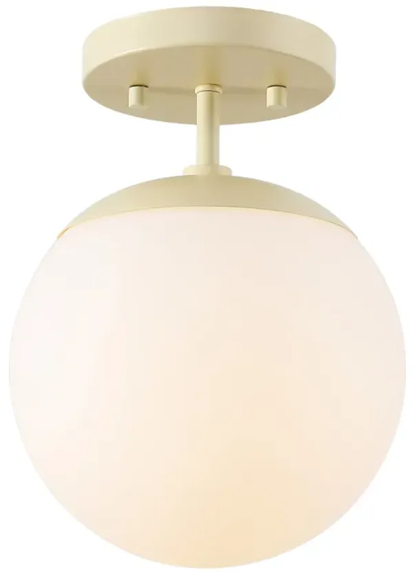 Marcel 1-Light Bohemian Farmhouse Iron/Frosted Glass LED Semi Flush Mount