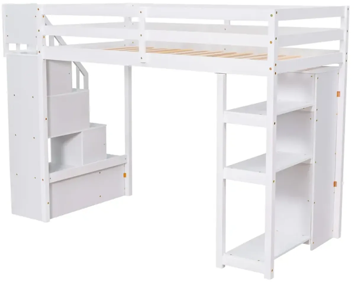 Merax Twin size Loft Bed with Storage Drawers and Stairs