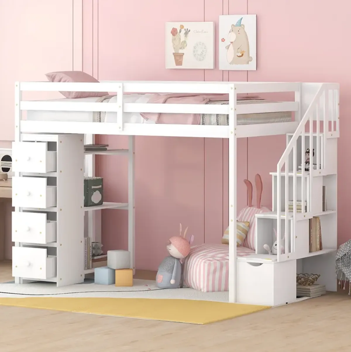 Merax Twin size Loft Bed with Storage Drawers and Stairs