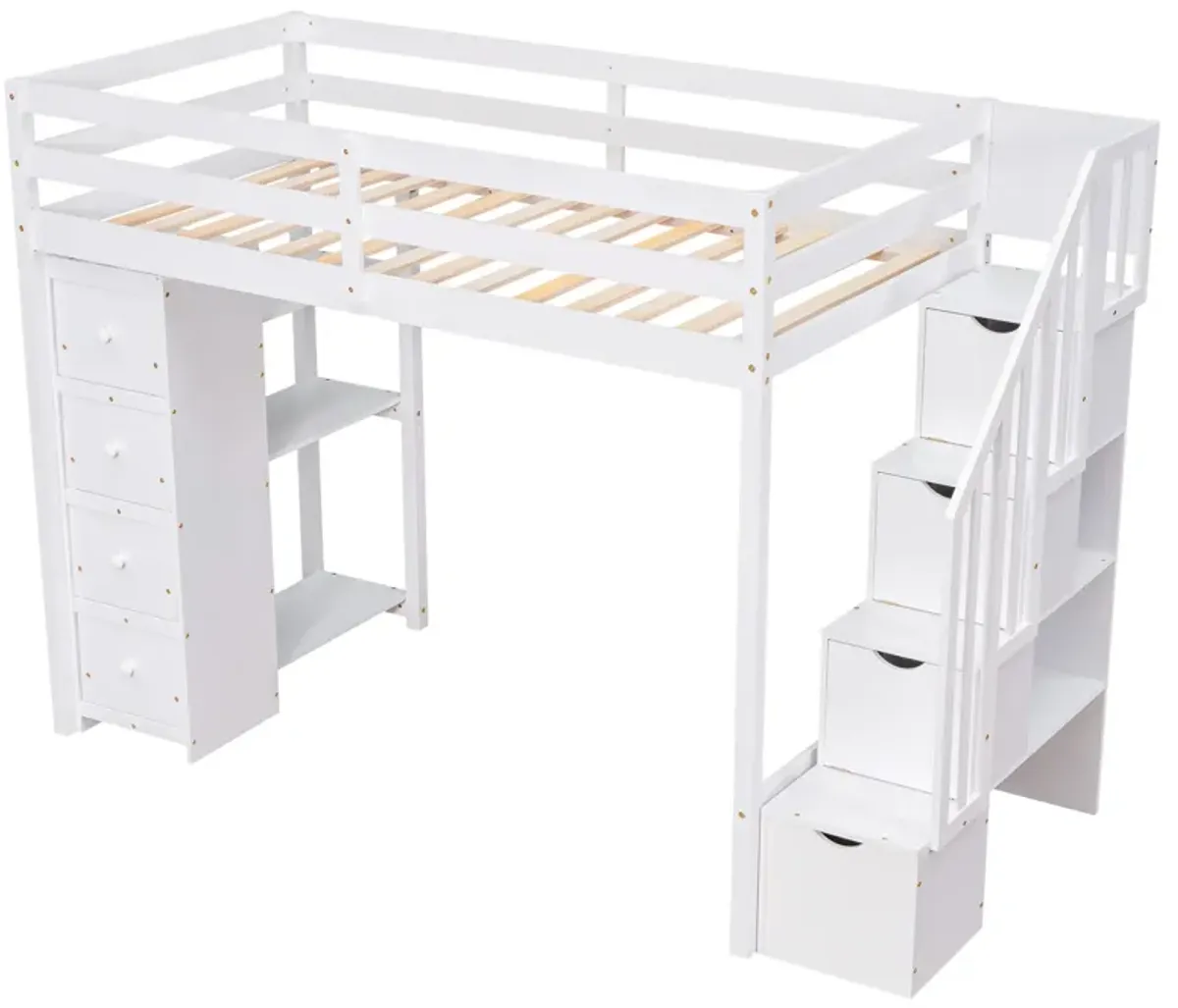 Merax Twin size Loft Bed with Storage Drawers and Stairs