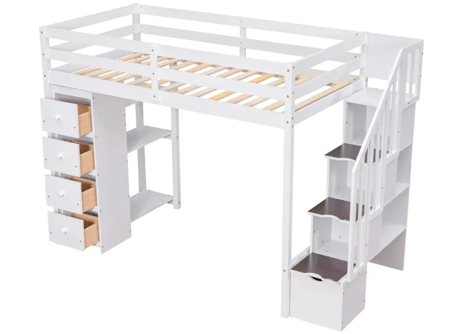 Merax Twin size Loft Bed with Storage Drawers and Stairs