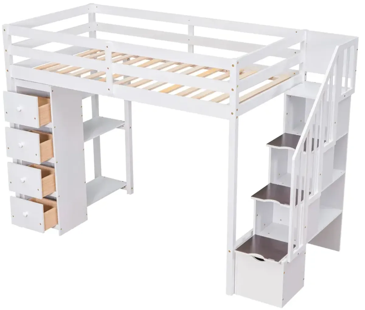 Merax Twin size Loft Bed with Storage Drawers and Stairs