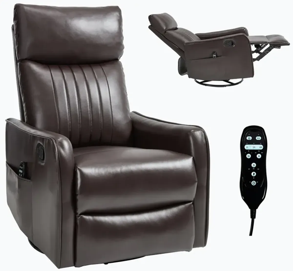 Orange Heat Massage Manual Recliner Chair with Rocker and Swivel in Fabric for Living Room