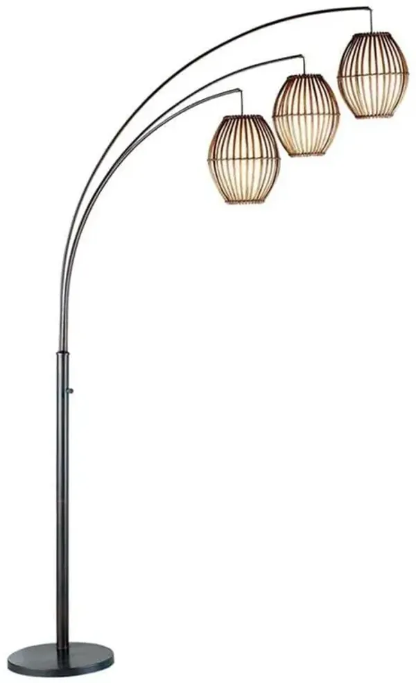 Modern Mid-Century Bohemian Arch Floor Lamp with 3 Barrel Lights