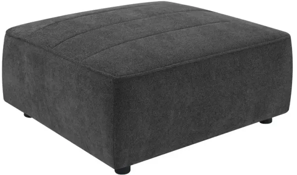 Suri 35 Inch Ottoman, Soft Boucle Fabric, Horizontal Stitching, Gray - Benzara
