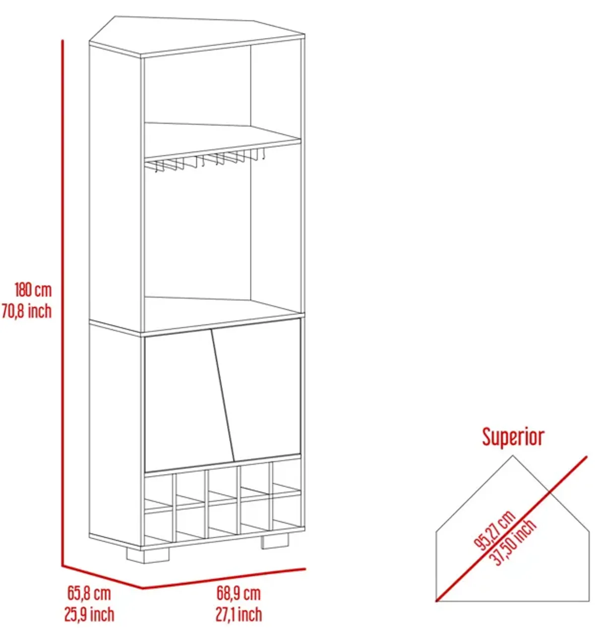 Corner Bar Cabinet Albarr, Living Room, Dark Oak / Pine