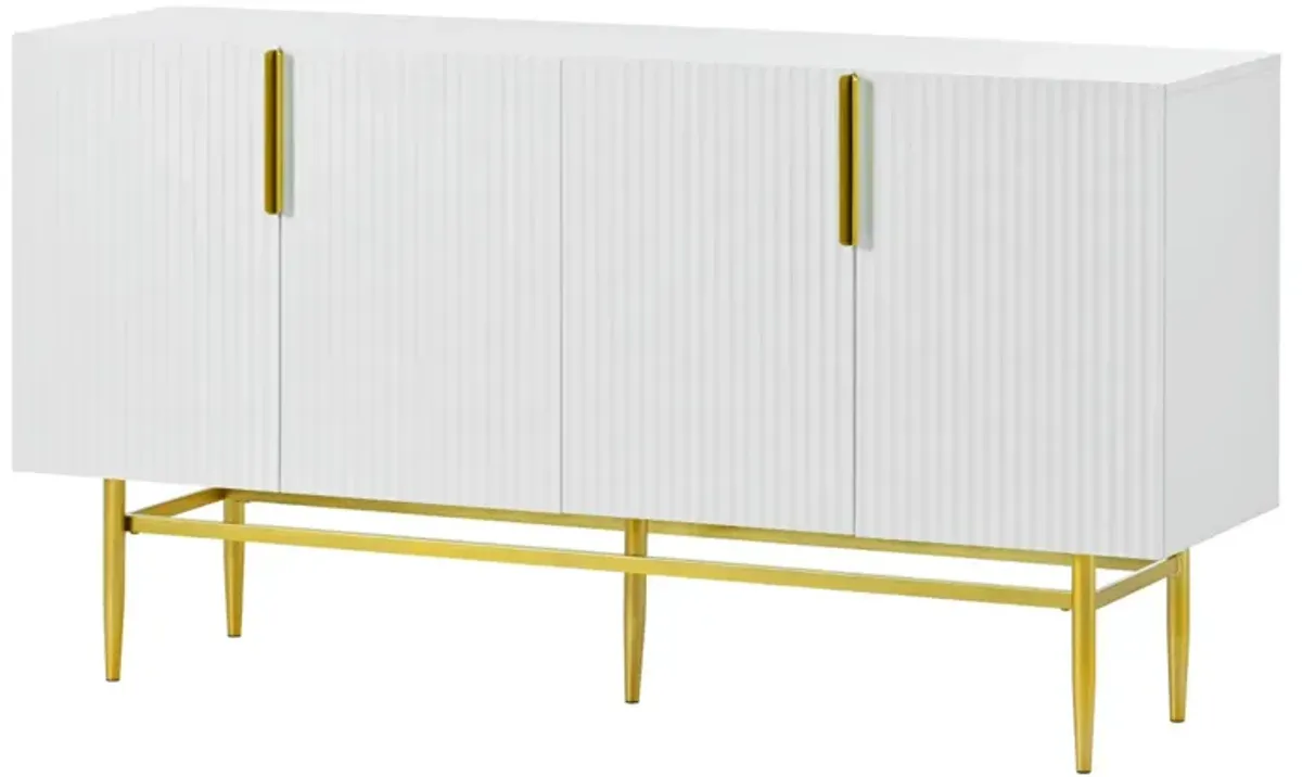 Modern Elegant 4-Door Sideboard Gold Metal Handle Buffet Cabinet For Dining Room, Living Room