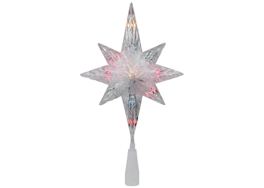 11" Lighted Clear 8 Point Star of Bethlehem Christmas Tree Topper - Multicolor Lights