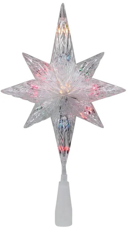 11" Lighted Clear 8 Point Star of Bethlehem Christmas Tree Topper - Multicolor Lights