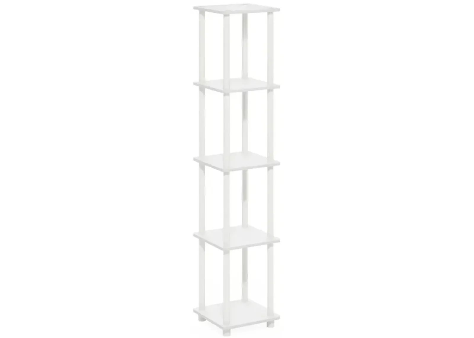 Turn-N-Tube 5-Tier Corner Square Rack Display Shelf, White/White