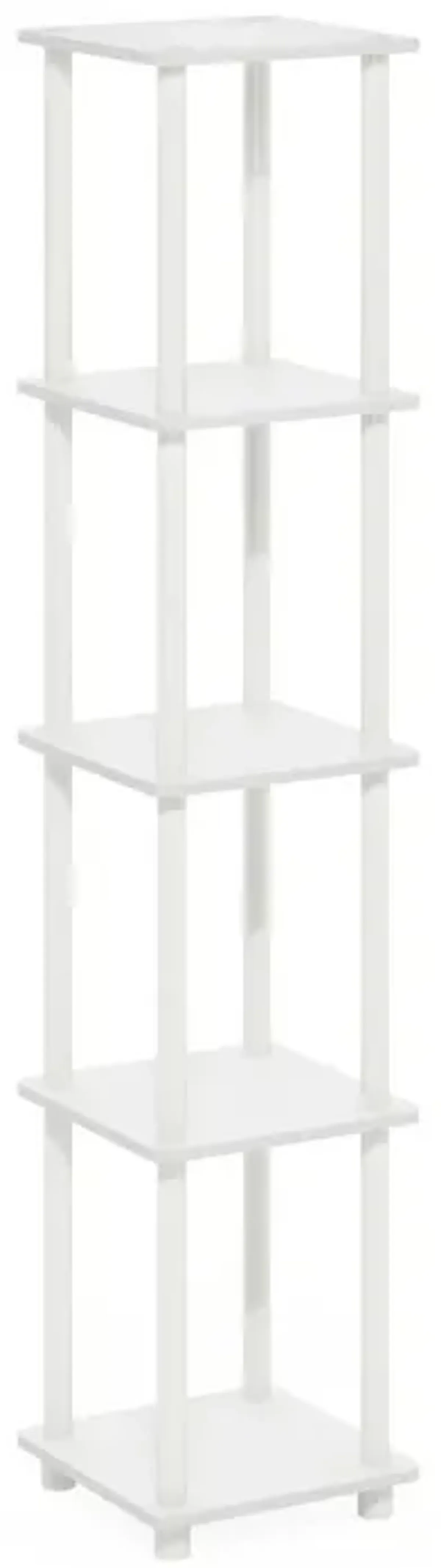 Turn-N-Tube 5-Tier Corner Square Rack Display Shelf, White/White