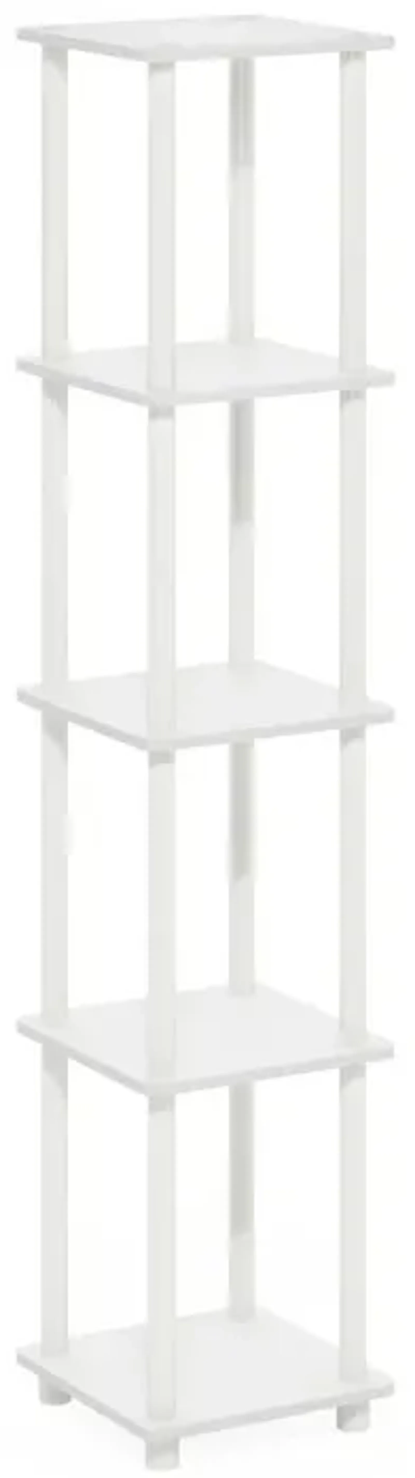 Turn-N-Tube 5-Tier Corner Square Rack Display Shelf, White/White