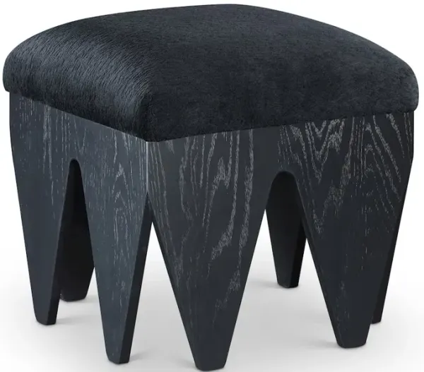 Meridian Furniture Altair Black Velour Fur Fabric Bench