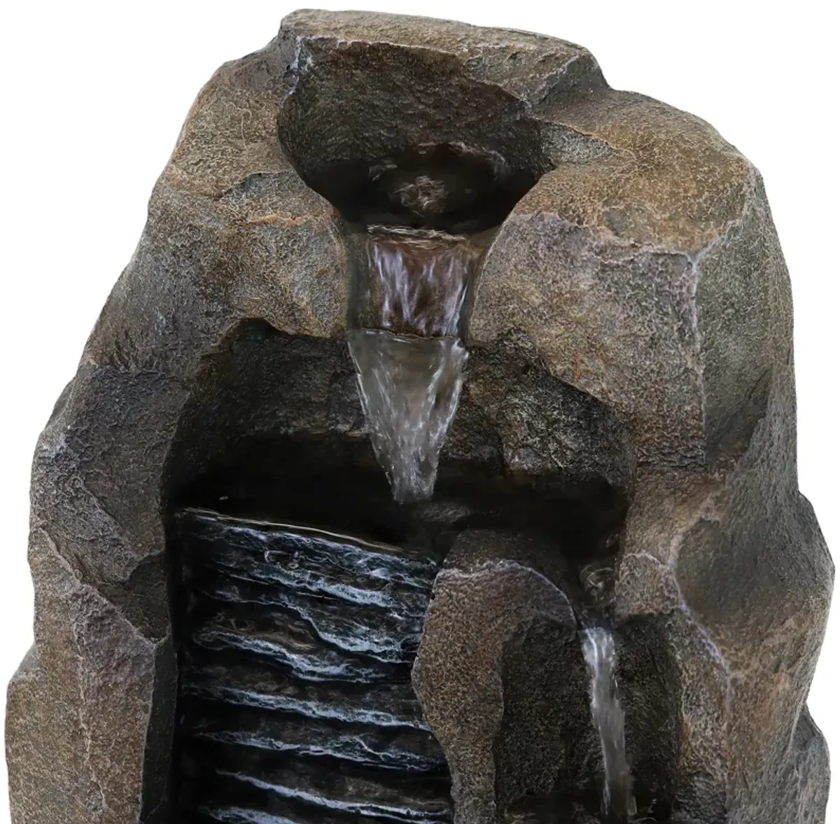 Sunnydaze Stony Rock Waterfall Resin Indoor Tabletop Water Fountain - 11 in