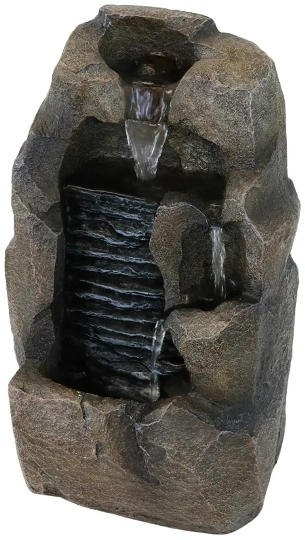 Sunnydaze Stony Rock Waterfall Resin Indoor Tabletop Water Fountain - 11 in