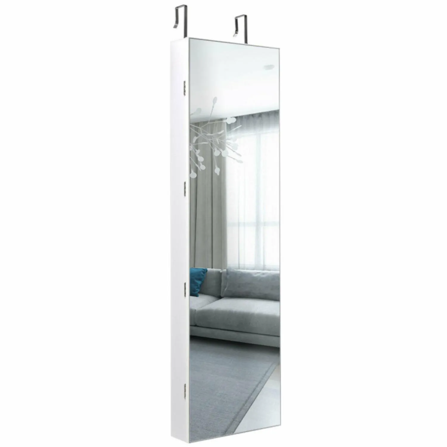 Hivvago Wall and Door Mounted Mirrored Jewelry Cabinet with Lights