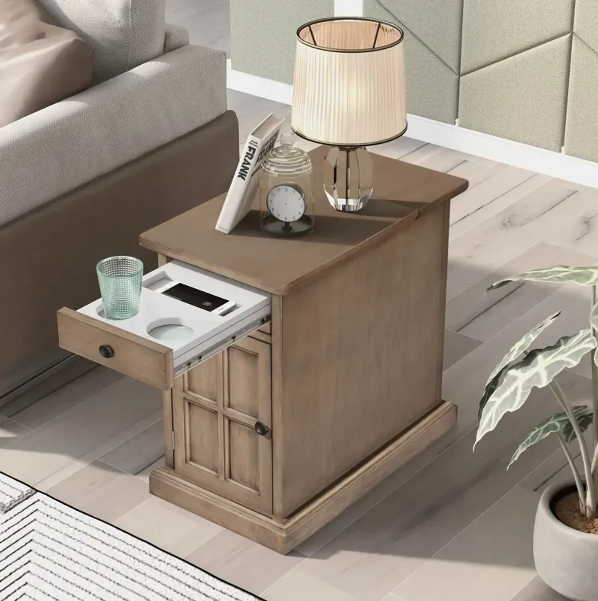 Merax Classic Multifunctional End Table with USB Ports