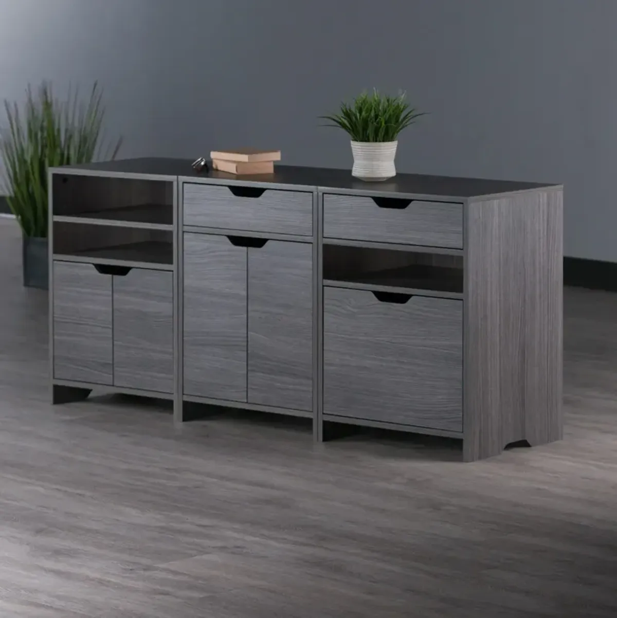 Winsome Wood Nova Storage Cabinet, Charcoal