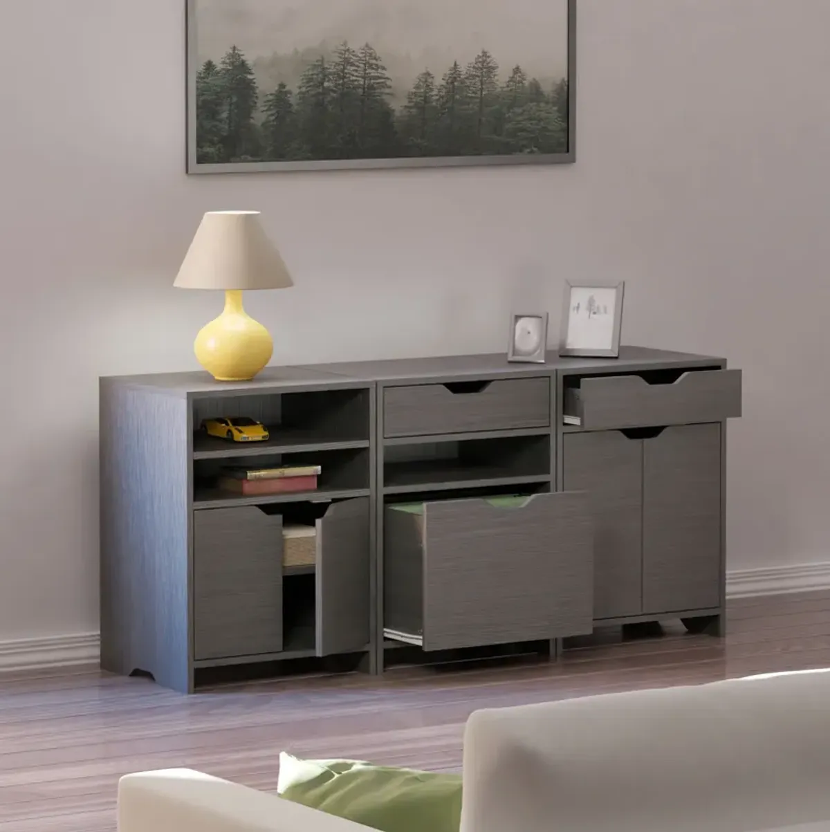 Winsome Wood Nova Storage Cabinet, Charcoal