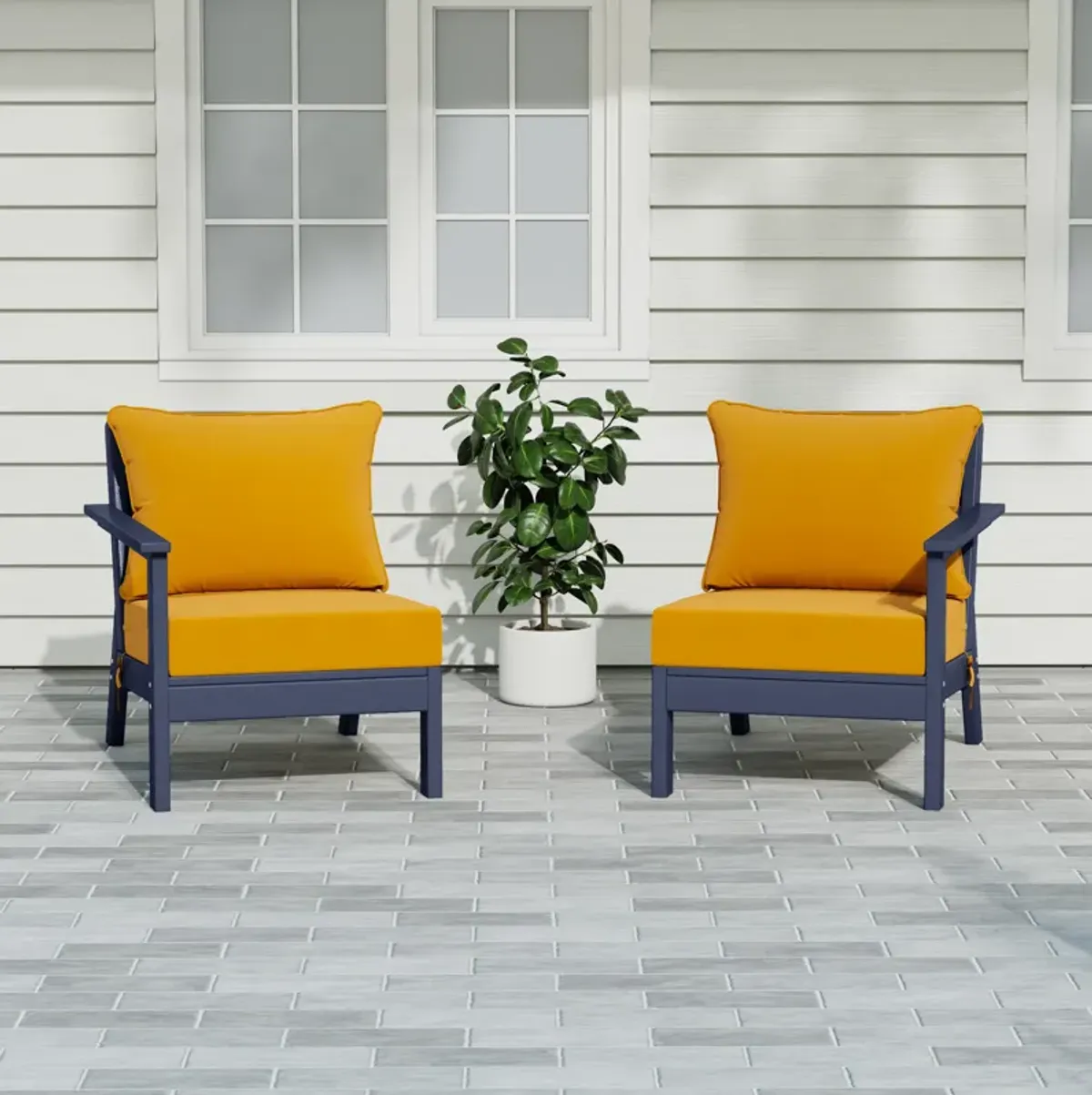 WestinTrends Outdoor Patio HDPE Loveseat Sofa with Patio Cushions