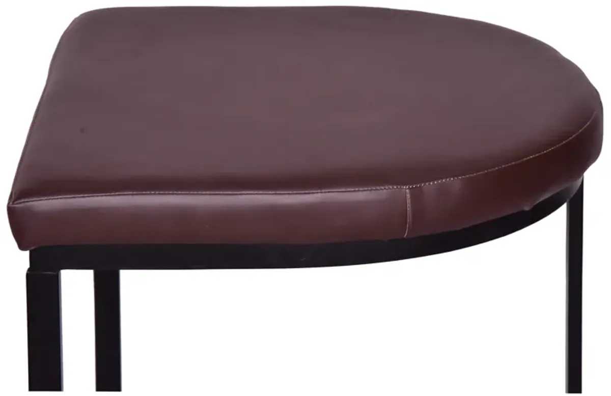 26 Inch Counter Height Stool with Vegan Faux Leather Upholstery, Black Iron Frame, Dark Brown-Benzara