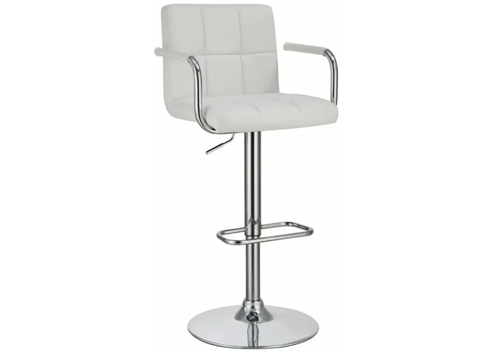 Grid Adjustable Swiveling Bar Stool, White-Benzara