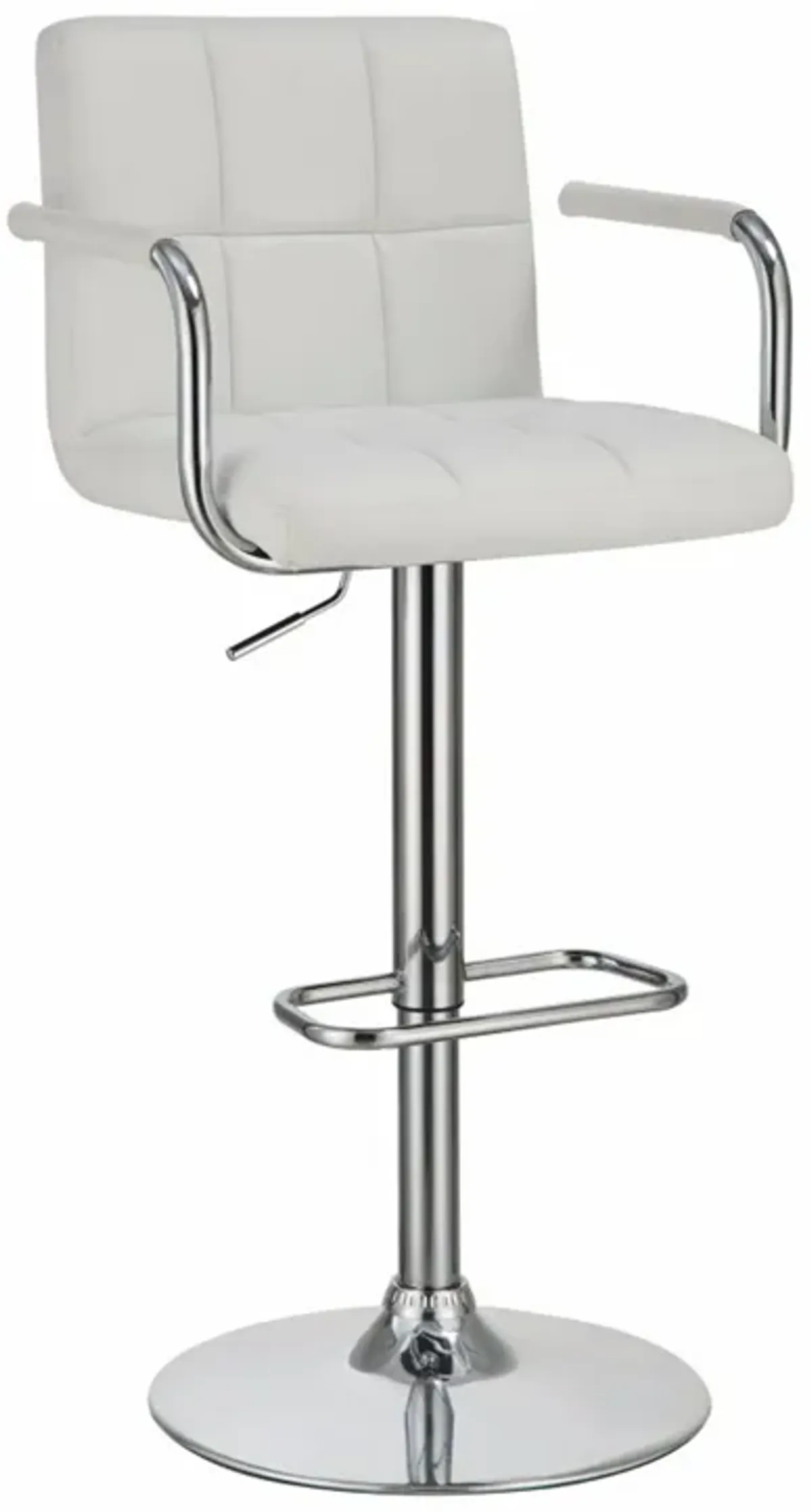 Grid Adjustable Swiveling Bar Stool, White-Benzara