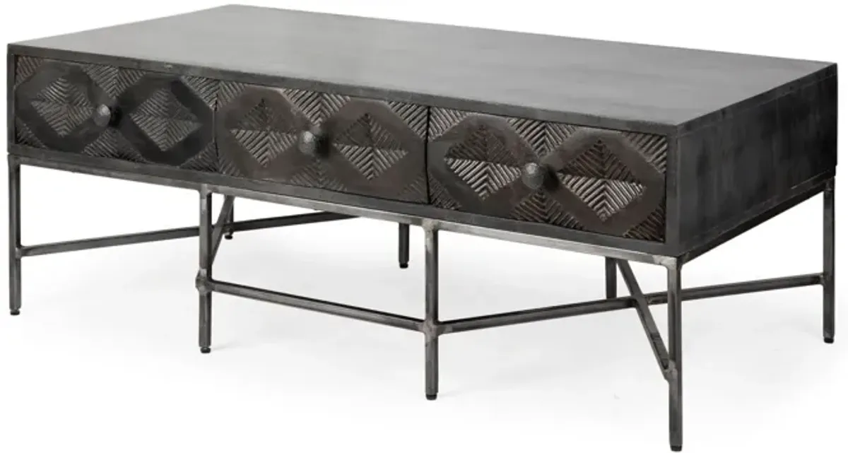 Rectangular Solid Wood Coffee Table W 3 Drawers