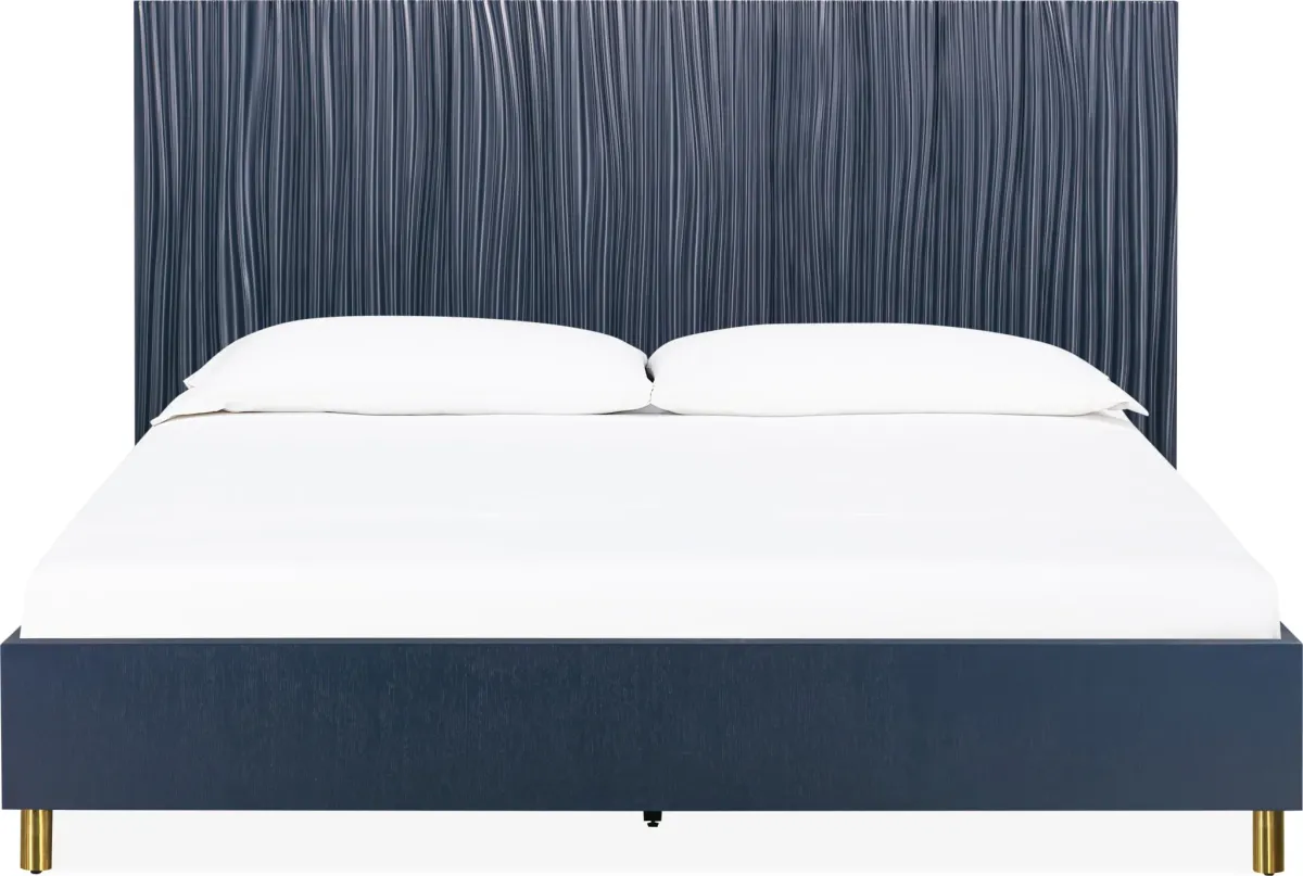 Argento Wave-Patterned King Bed