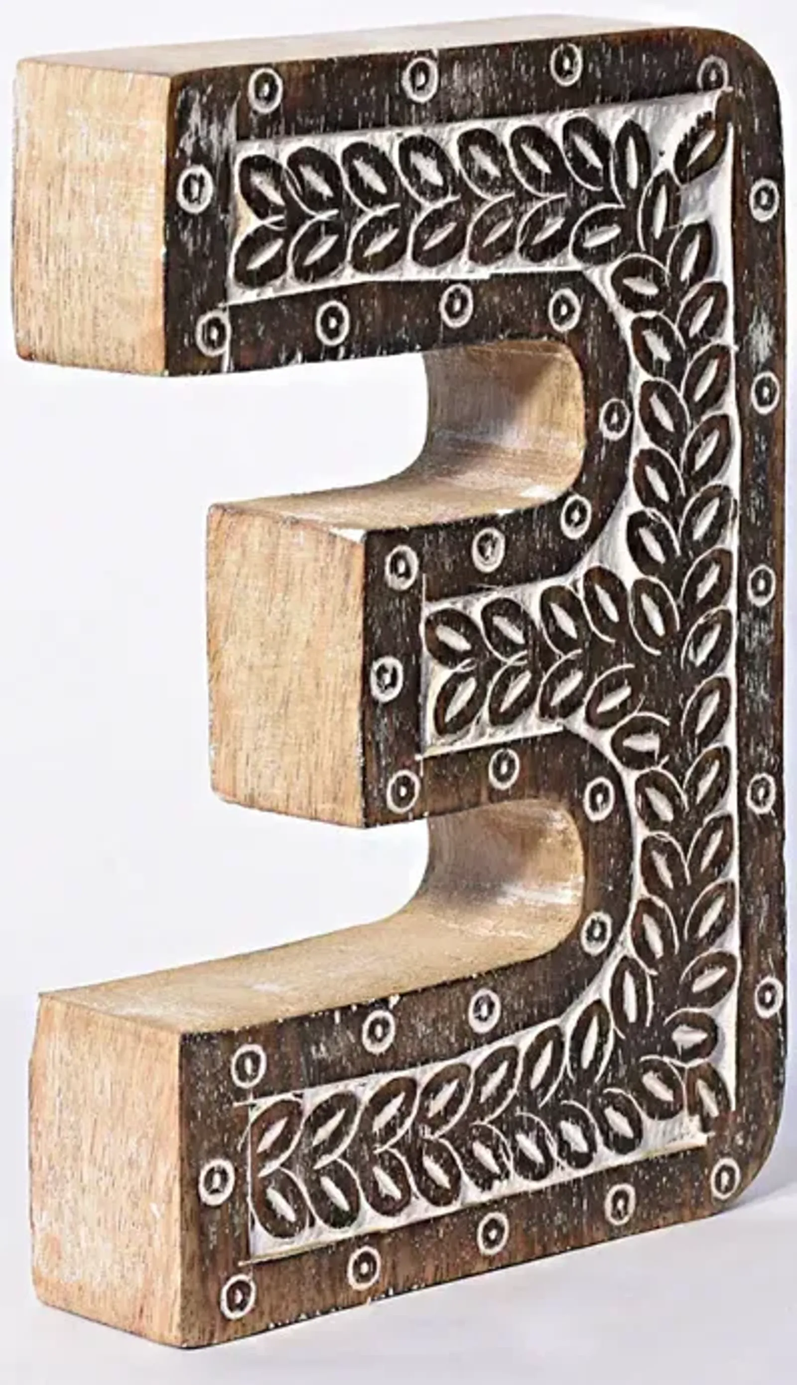 Vintage Natural Handmade Eco-Friendly "3" Numeric Number For Wall Mount & Table Top Décor